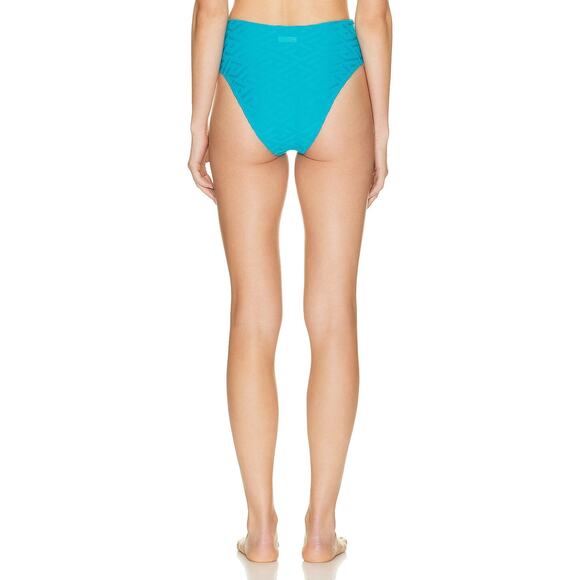Versace Turquoise Blue Monogram High Waisted Bikini Swimsuit Bottoms Size 3 New - Picture 2 of 7